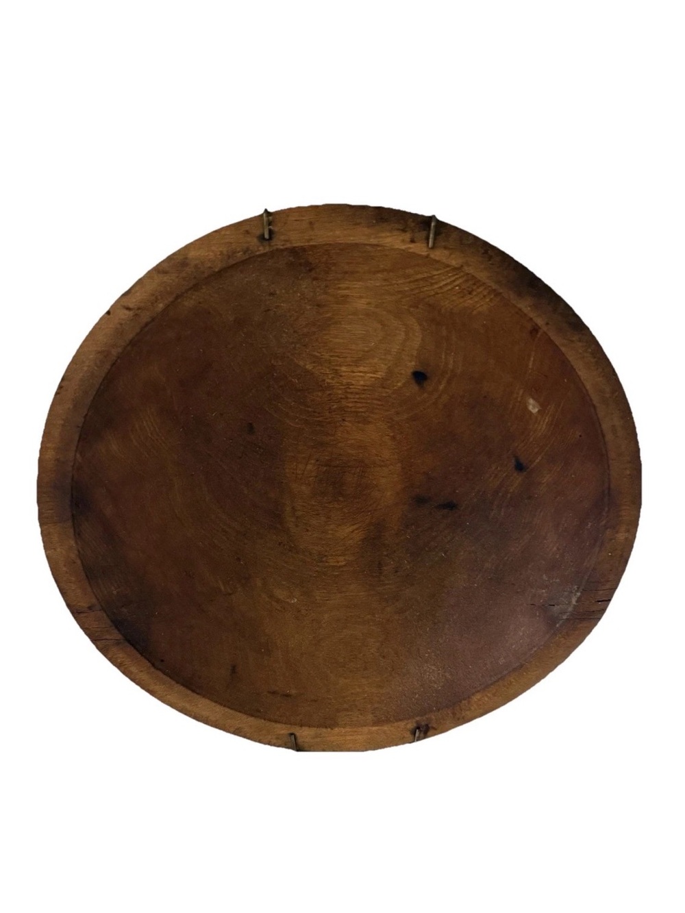 Antique Turn of Century 9.5” Primitive Wooden Dough/Trencher Bowl w VTG Hanger
